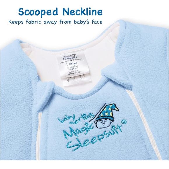 Merlin SleepSuit Blue soft jersey cotton inner,  micro fleece outer layer. - Picture 5 of 8